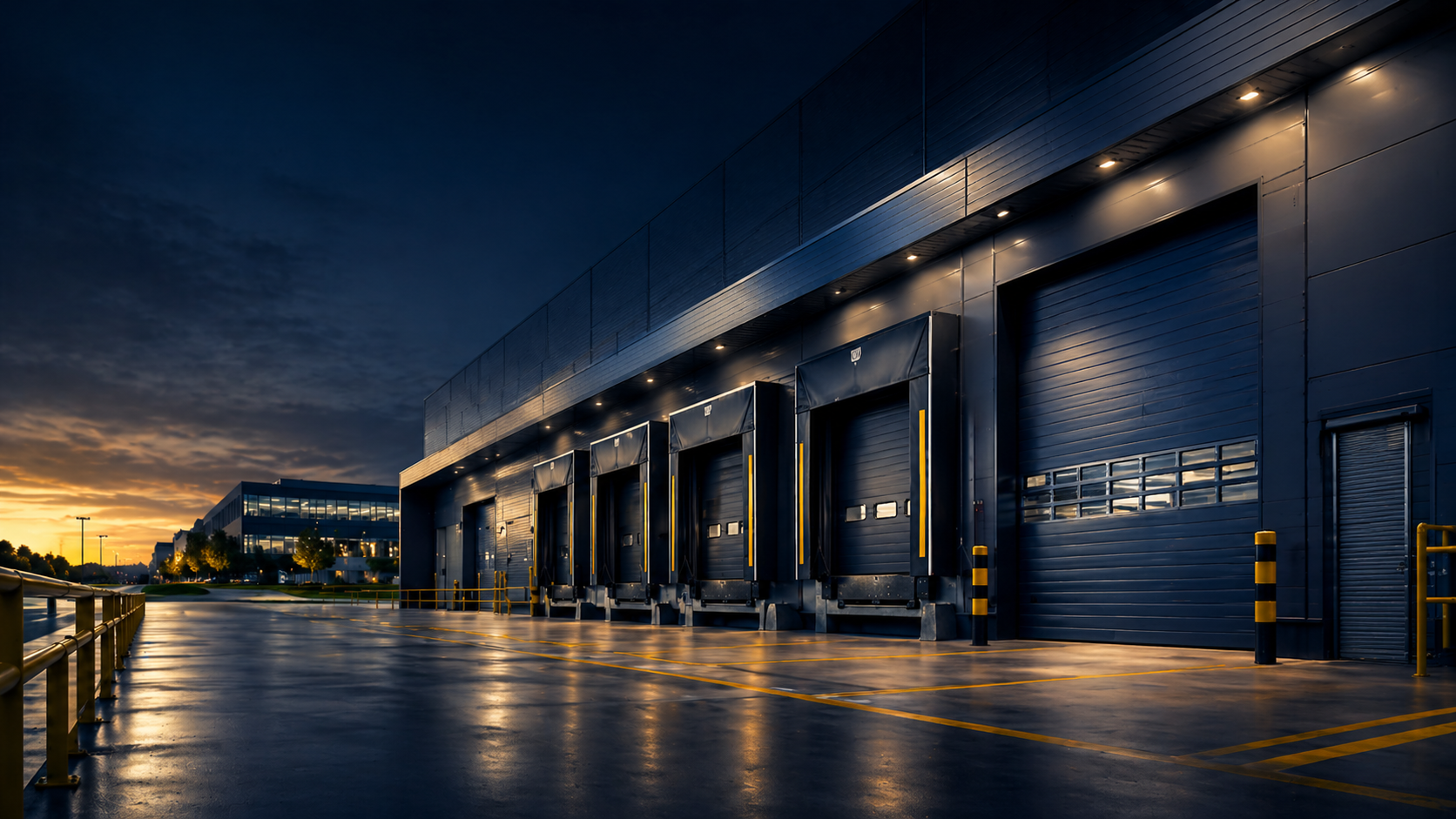 Système de porte industrielle dans un bâtiment commercial